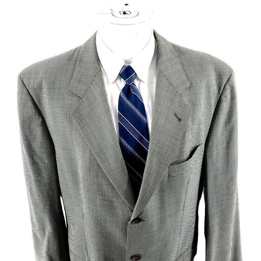Hugo Boss Tatlagia Wool 3 Button Blazer 42L Blue Cream Teal Plaid